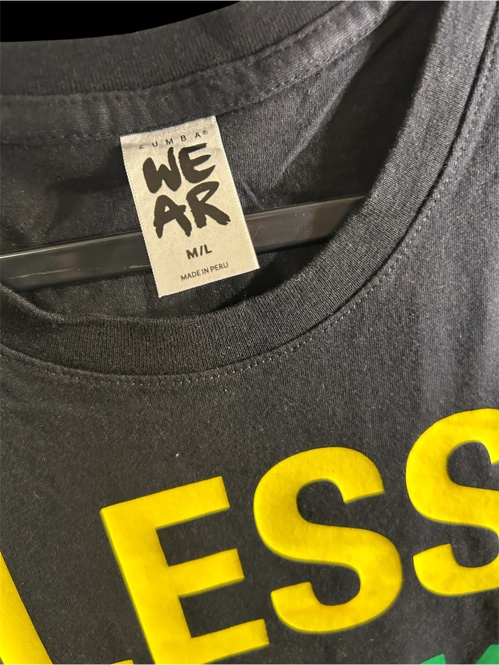 Zumba Fitness®️ Black Tee with graphic, less talk, more dance, Size M/L - Picture 3 of 3